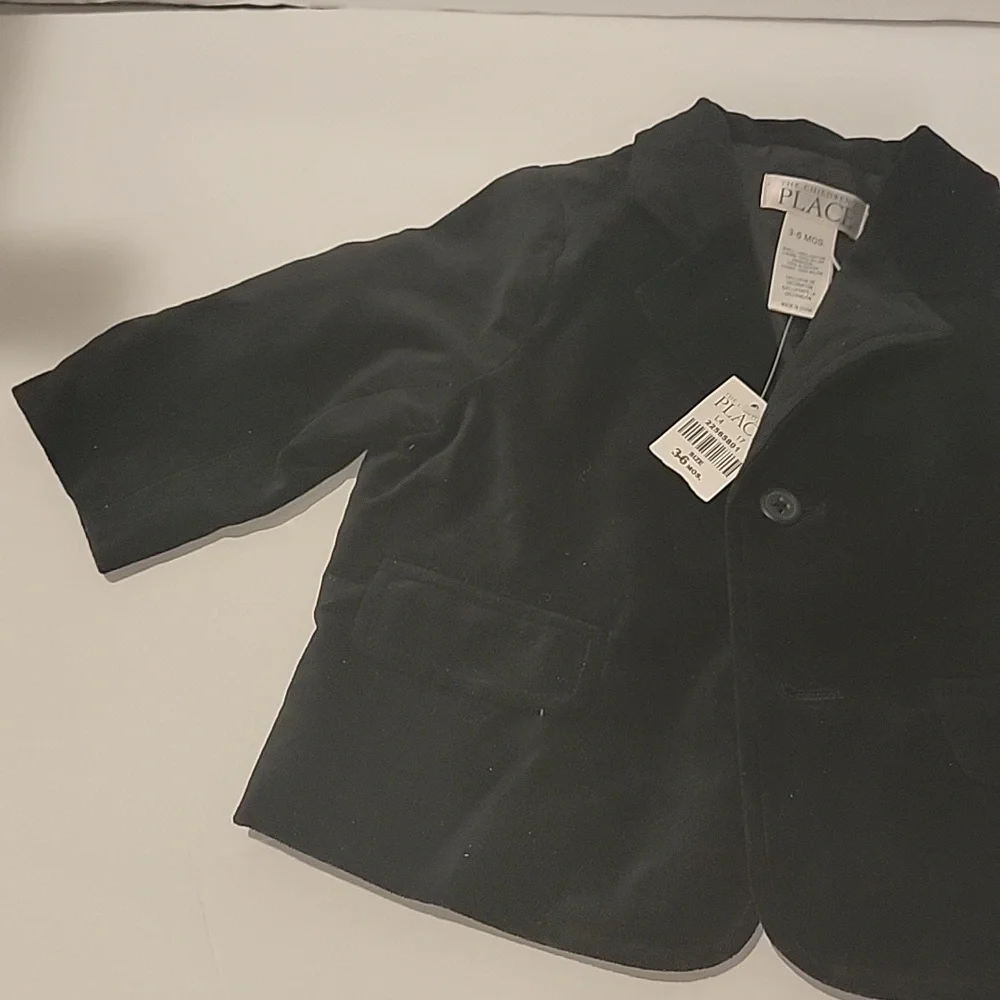 Children's Place Velvet Blazer Suit Jacket Boys 3-6M Black Formal Wedding Party